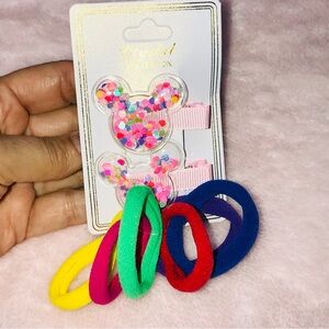 ✨✨5/$10✨✨ Crystal Collection Mouse Hair Clips and Colorful Hair Ties Set New
